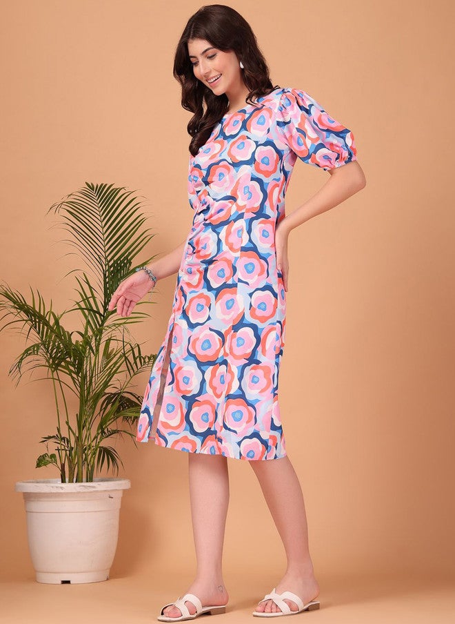 CUKOO Print Georgette A-Line Dress - Image 3